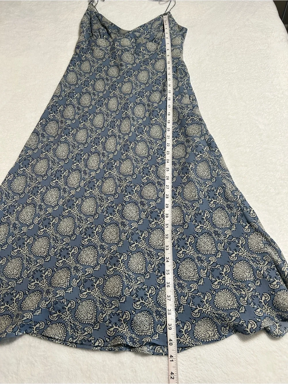 J.Crew 100% Silk Paisley Slip Midi Dress Size 6 Blue Cowl Neck Cottagecore Boho
